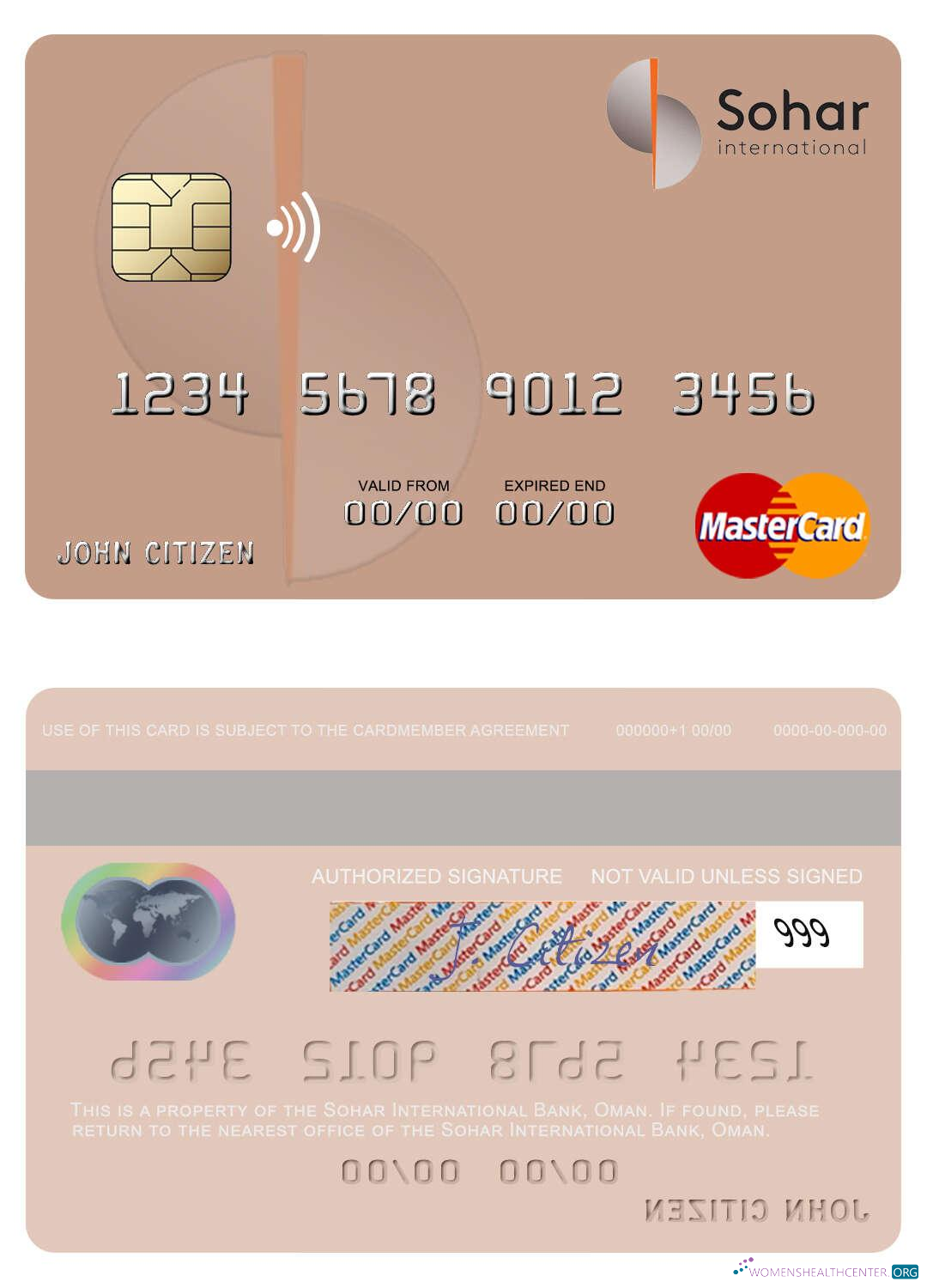 Download Oman Sohar International Bank mastercard Photoshop template